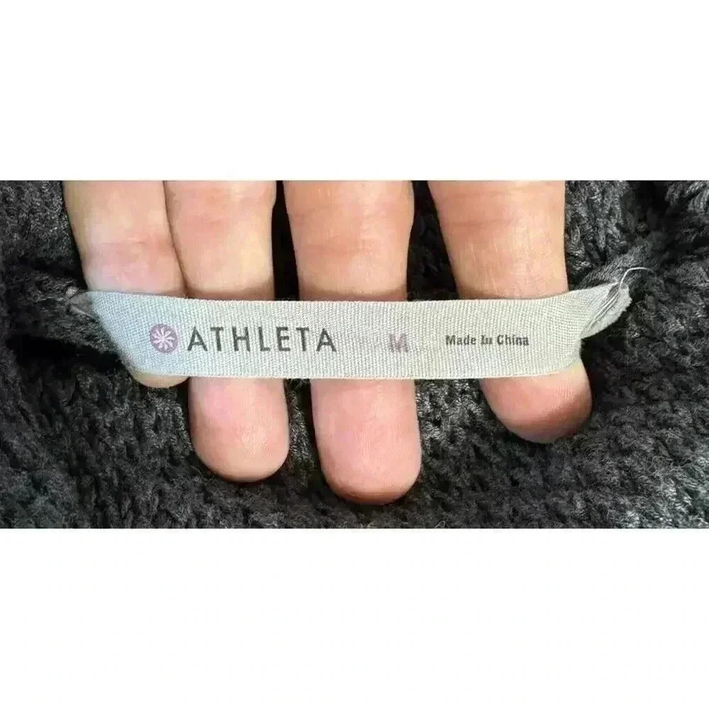 Athleta Breckenridge Women's Chunky Knit Sweater Charcoal Gray Size Medium - Picture 4 of 7